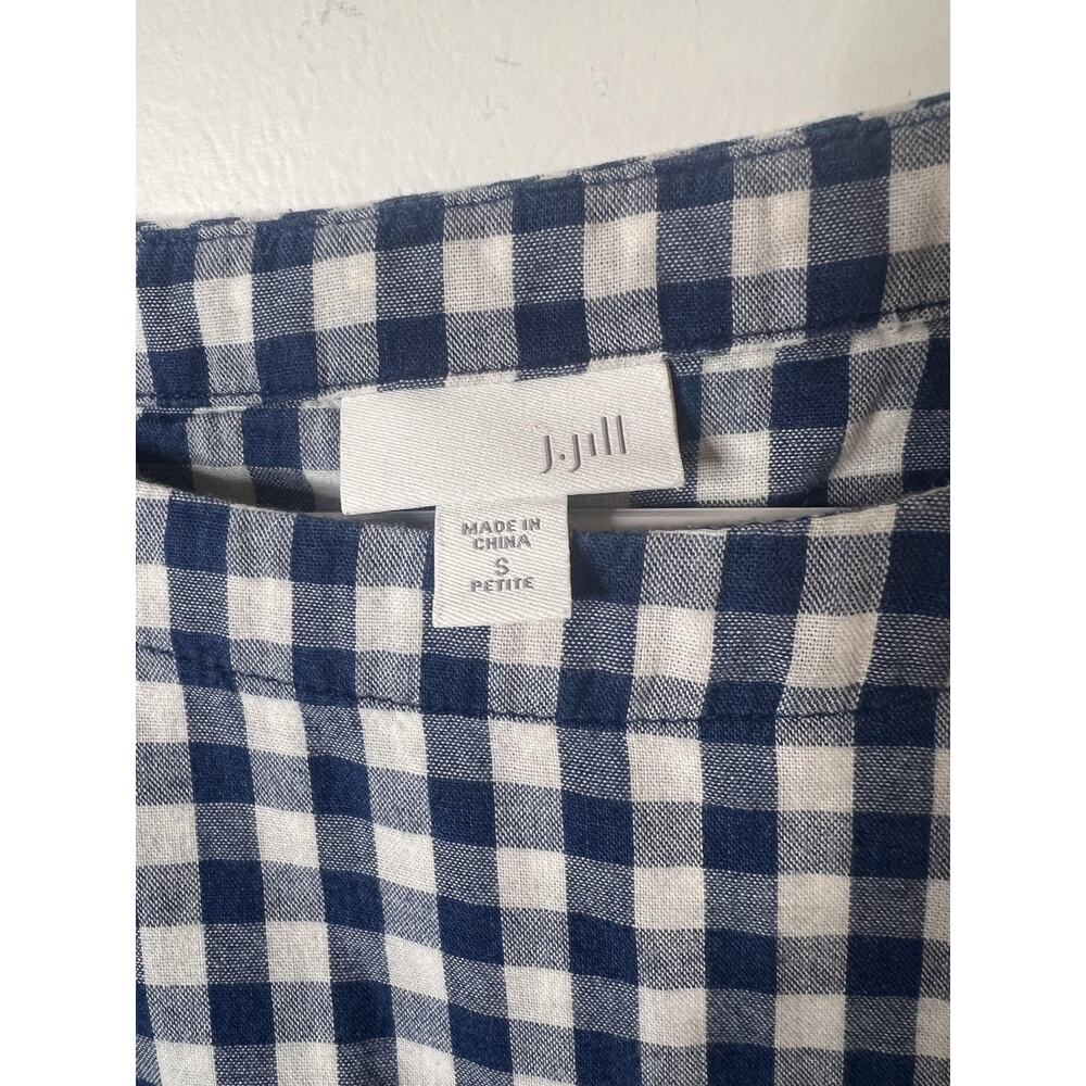 J. Jill Shirt Womens Small Petite Blue White Gingham Long Sleeve Button Back - Picture 3 of 6